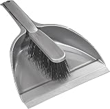 Elliott Dustpan and Brush Set Durable Plastic Pan Rubber Lip Silver view 8