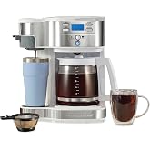 Hamilton Beach 2-Way Programmable Coffee Maker &amp; Single Serve Coffee Maker | 12 Cup Glass Carafe | White with Stainless Steel Accents | 49933