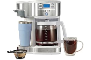 Hamilton Beach 49933 2-Way 12 Cup Programmable Drip Coffee Maker & Single Serve Machine, Glass Carafe, Auto Pause and Pour, White