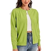 UQOIIL Womens Cardigan Sweaters Basic Button Down Casual Dressy Classic Crewneck Spring Long Sleeve Tops (S-2XL)