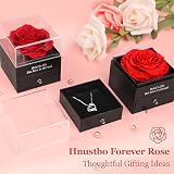 Hnustbo Preserved Real Rose with Mom Necklace - Perfect Gift for Mothers Day view 3