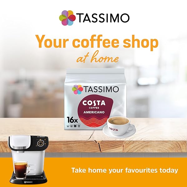 TASSIMO COSTA AMERICANO 16 T DISCS (PACK OF 5, TOTAL 80 T DISCS), WHITE AND RED