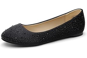 DREAM PAIRS Women's Sole-Shine Rhinestone Ballet Flats Shoes