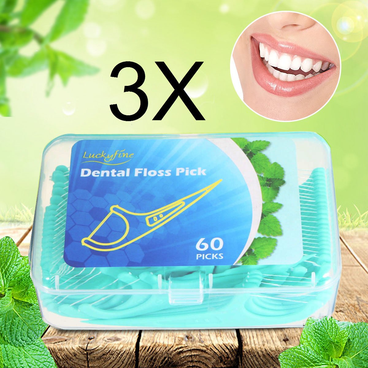 Dental Floss LuckyFine 60 Pieces/Boxes, Interdental Brush, Teeth