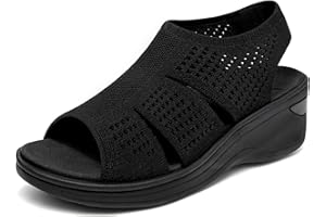 KOIMED Women's Comfortable Platform Walking Sandals With Memory Foam Open Toe Lightweight Breathable Soft Mesh Washable For Summer Travel Casual Beach Outdoor Sport