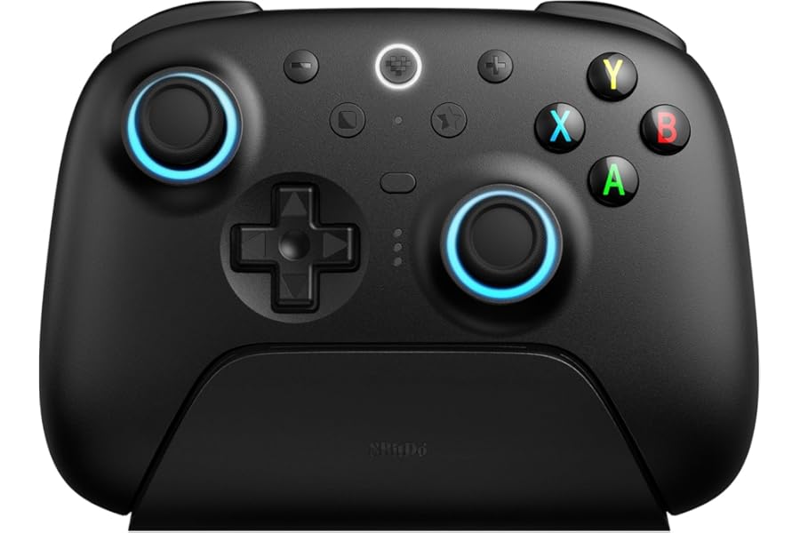 8BitDo Ultimate 2 Wireless Controller for Windows PC, Apple, Steam & Android, Gaming Controller with TMR Joysticks, Hall/Tactile Triggers, Motion Control, RGB Fire Ring, 1000Hz Polling Rate, Black