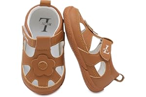 L-RUN Toddler Mary Jane Shoes Girls Casual Barefoot Sandals Breathable Princess Dress Flats Non-Slip Rubber Sole Infant First Walker Shoes for Outdoor Indoor