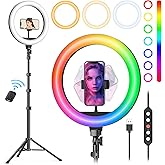 Weilisi 10" Ring Light with Stand 72'' Tall & Phone Holder,38 Color Modes Selfie Ring Light with Tripod Stand,Stepless Dimmab
