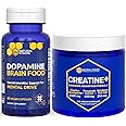 NATURAL STACKS Dopamine Brain Food + Creatine Monohydrate Bundle - Supports Mentral Drive & Brain Health* - Advanced Absorption Formula - 180 Capsules