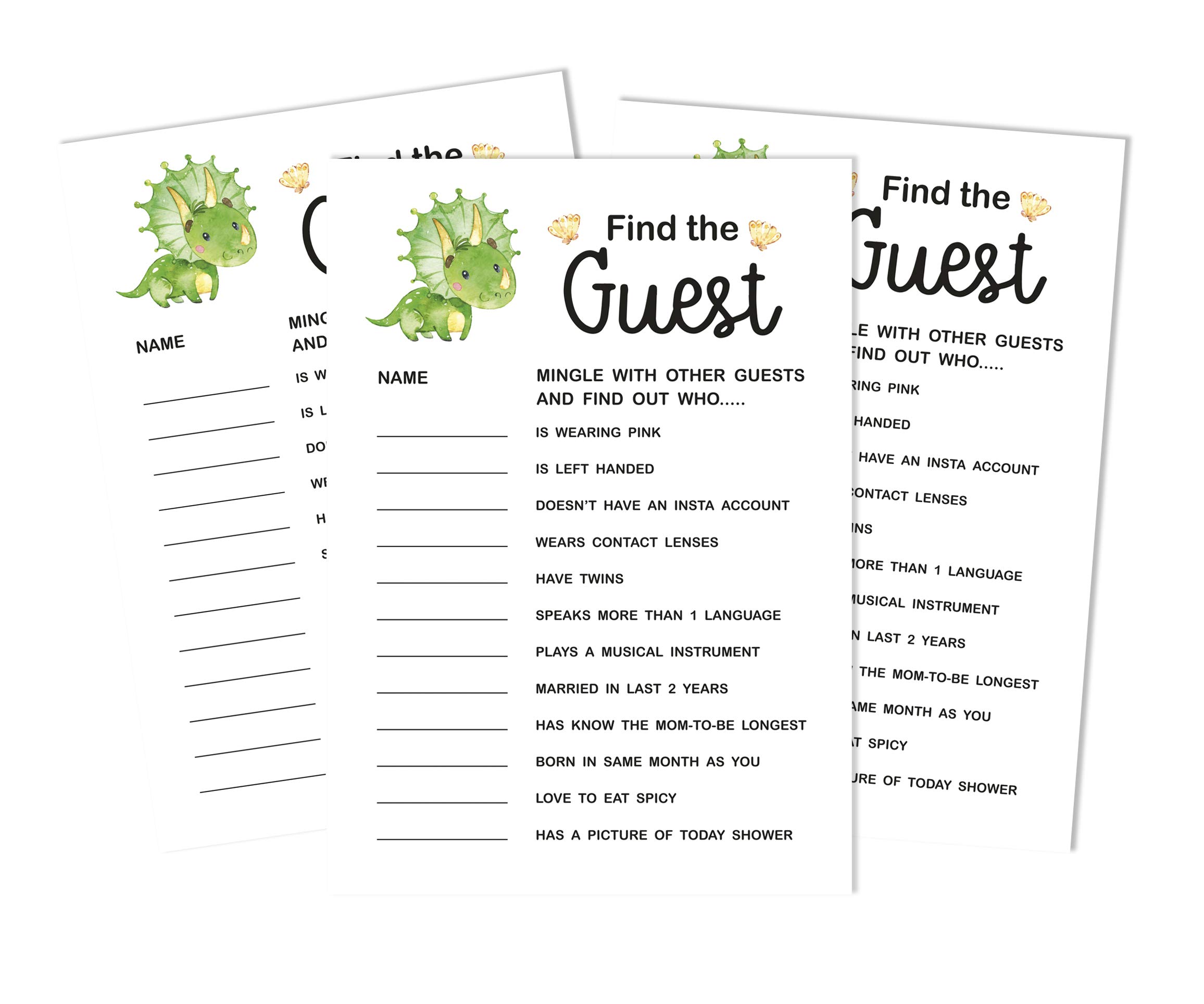 Inkdotpot 50 Find The Guest Baby Shower Game Party Supply Dinosaur Jungle Animals Icebreaker Party Game