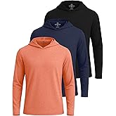 Real Essentials 3 Pack: Men's Dry Fit Wicking Long Sleeve Fishing Active Hoodie Pullover Sweatshirt (Big & Tall)