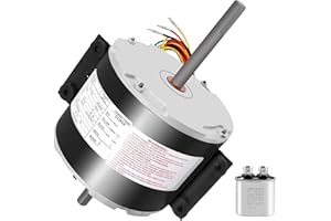 PHABCF F48AF70A61 Fan Motor, 3315332.005 RV AC Air Condenser Fan Motor, Compatible with Dometic Brisk Air II Conditioner, Compatible with genteq F48AF70A61, 1/5 HP, 3-Speed, with New Upgraded Capacitor