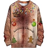sanatty Unisex Topless Ugly Christmas Sweatshirt Novelty 3D Funny Design Sweater Shirt for Xmas