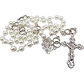 Westmon Works Irish Wedding Rosary Set Glass Beads Metal Holy Trinity Crucifix with Prayer Card Blessing for Marriage in a Drawstring Bag