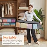 Lifewit 90L Under Bed Storage Bags 3 Pack Foldable with Front Window Grey view 5