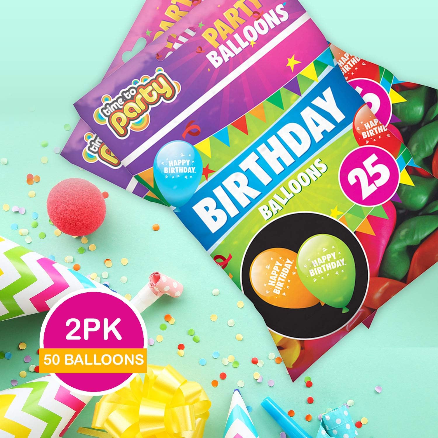 jaunty partyware 50pk Happy Birthday Balloons | Must Have Birthday Decorations For Boys Or Girls - Image 3