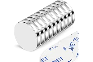 MIKEDE 10 Pack Neodymium Magnets, 20mmx3mm Strong Magnets Heavy Duty with Adhesive Backing, Antirust Small Round Magnets, Earth Magnets Refrigerator for Craft, Whiteboard, DIY, and Office