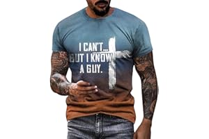 FXBAR Novelty Tshirts I Can't but I Know a Guy Letter Printed T-Shirts for Men Funny Christian Shirts Short Sleeve Tops