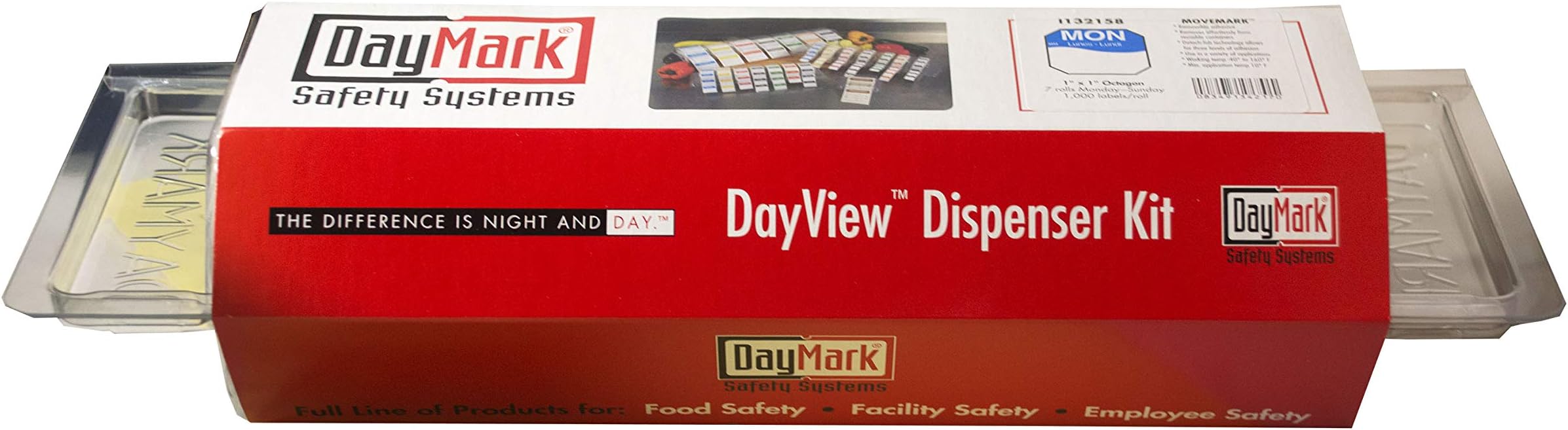 DayMark Day of The Week 1" Octagon Removable Labels, MON-Sun, Label Dispenser Included (7,000 Labels)