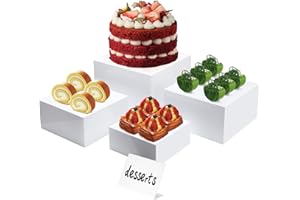 CKductpro Acrylic Cube Display Risers, Nesting Buffet Food Risers for Table, Display Stand Shelf for Catering, Dessert, Collectibles, Jewelry, Figures Show, Set of 4 (7,8,9,10)"