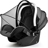 Sysmie Mosquito Net for Baby Car Seat and Doona Stroller, Universal Fit | Breathable Mesh Cover with Flexible Frame, Elastic Edge Infant Shield, Summer Essential for Baby Travel, Camping, Black
