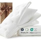 Bedsure PureWoven Adjustable Pillow Queen for Back Stomach Side Sleepers | CertiPUR-US Memory Foam &amp; Down Alternative Dual-Fill, 100% Cotton Cover, 3-in-1, 3/5/7 Custom Height Pillow, 26"x17",1 Pack