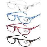 AQWANO Half Moon Frame Reading Glasses Blue Light Blocking, Computer Readers for Women Men Anti Glare Filter UV Ray Filter with Spring Hinge, 1.0