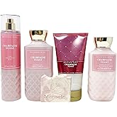 Bath & Body Works Champagne Toast - Deluxe Gift Set - Fine Fragrance Mist, Shower Gel, Body Scrub and Body Lotion With a Himalayan Salts Springs Sample Soap.