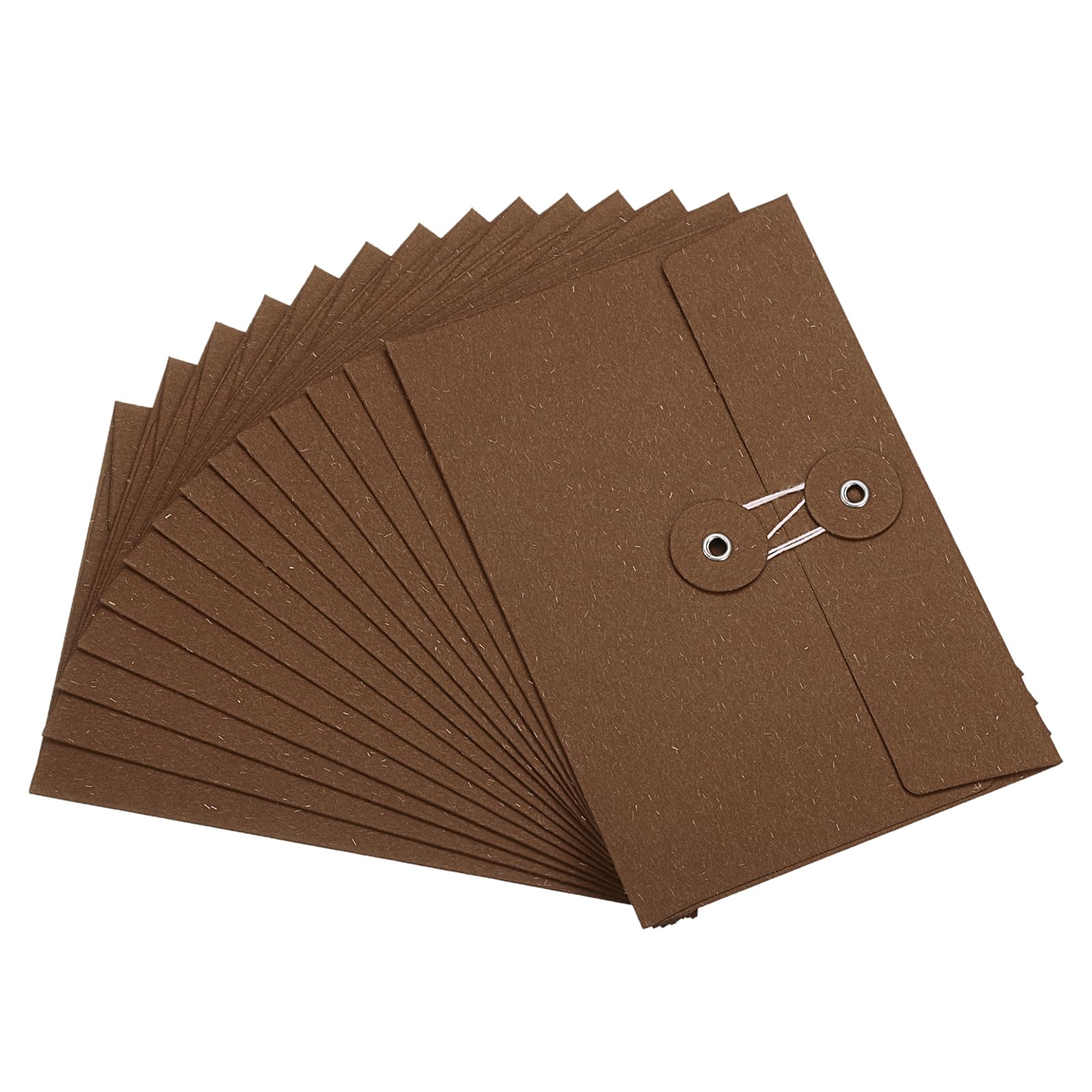 PATIKIL 4.5x6.7 Gift Card Envelopes with String Tie Closure, 15 Pcs Christmas Card Holders Greeting Business Card Envelope for Thanksgiving Day Halloween Birthdays Weddings, Coffee