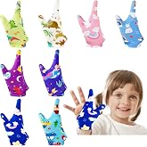 Janmercy 16 Pcs Thumb Sucking Gloves Kids Thumb Guard 2 Finger,3-6 Years | Breathable Thumb Guard for Nail Biting, 8 Cute Cartoon Styles, Comfy Finger Stopper, Gentle Habit Correction Aid