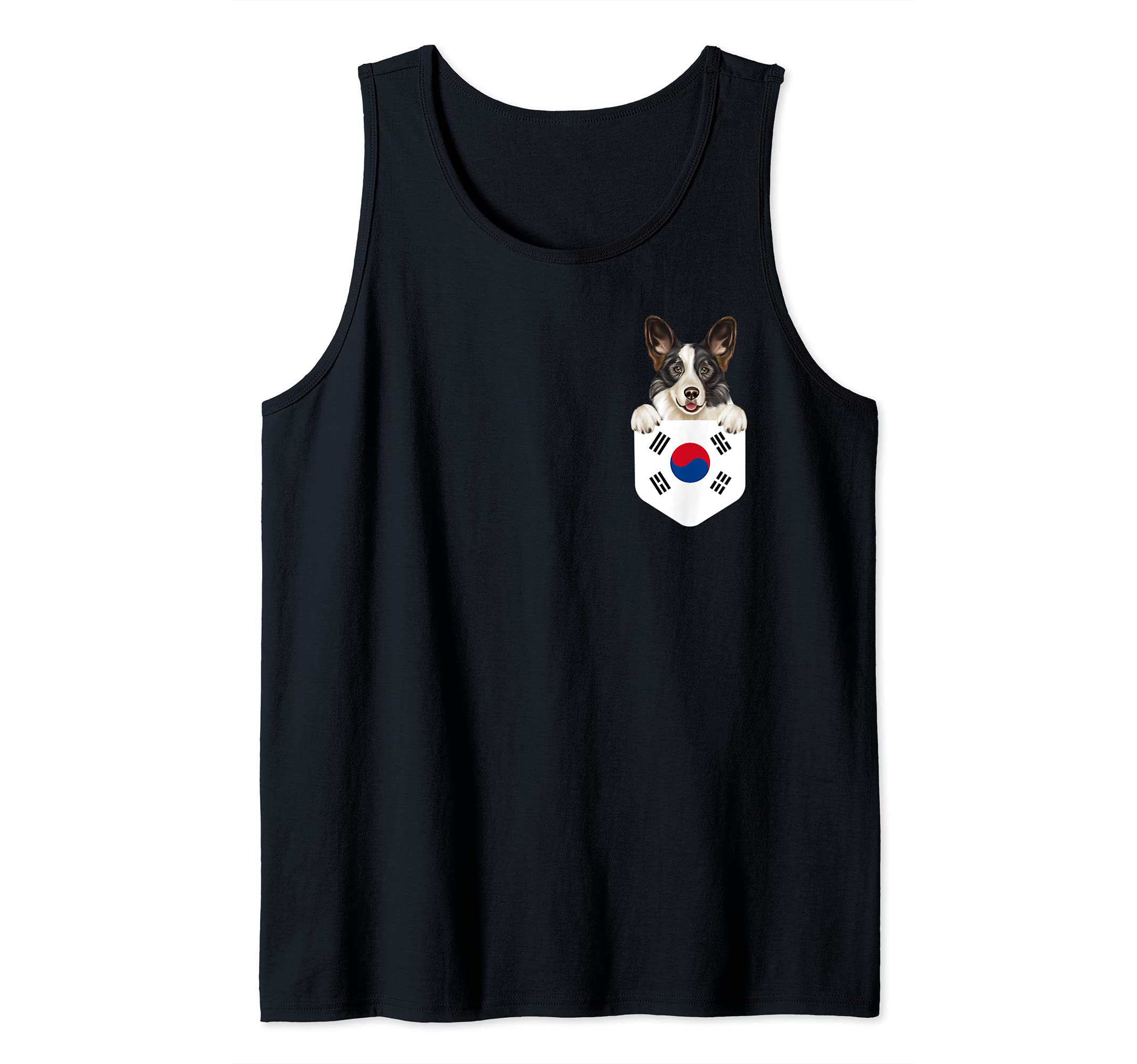 South Korea Flag Cardigan Welsh Corgi Dog In Pocket Tank Top