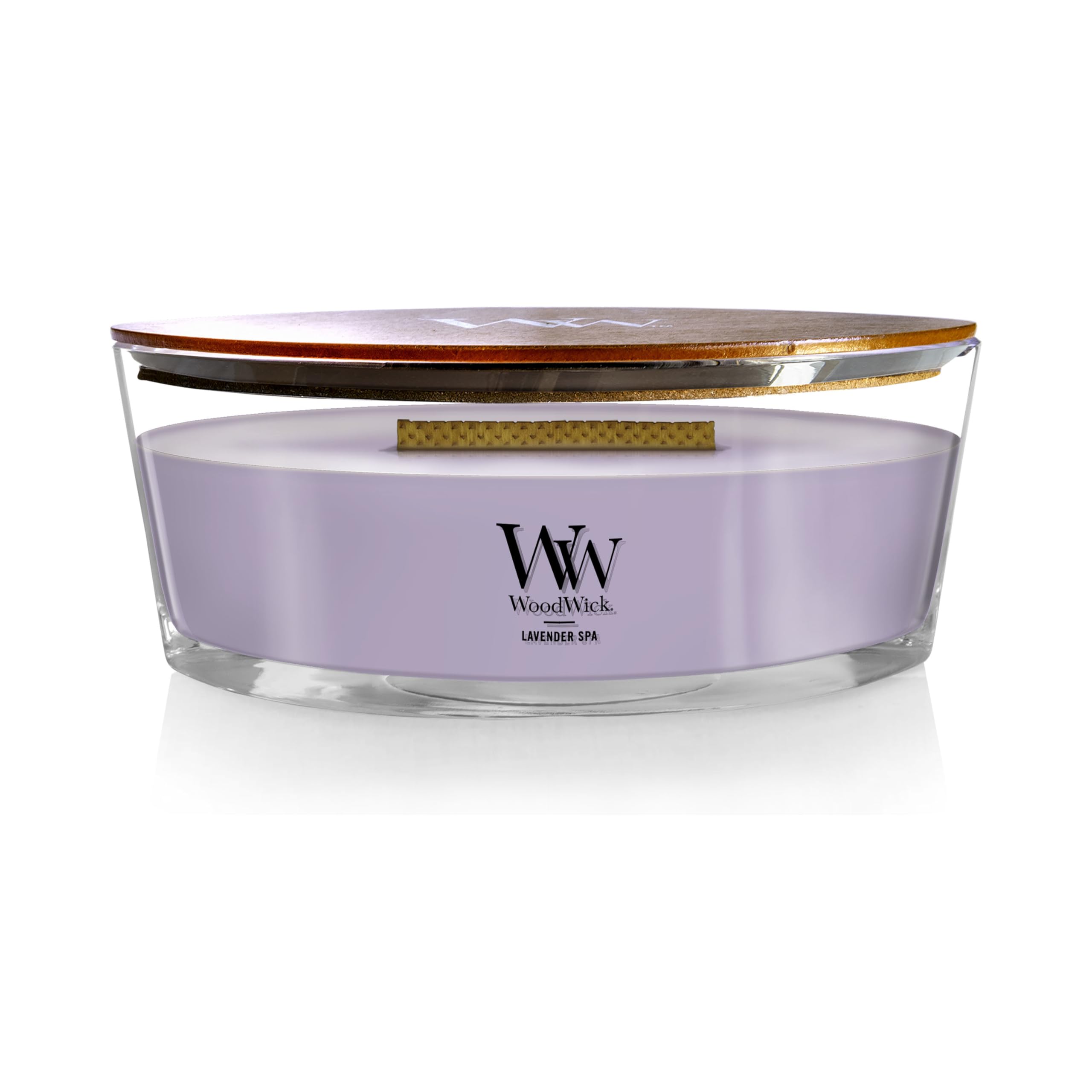 WoodWick Lavender Spa Gifts for Women and Men, 16 oz Ellipse Candle with Crackling Wick Image
