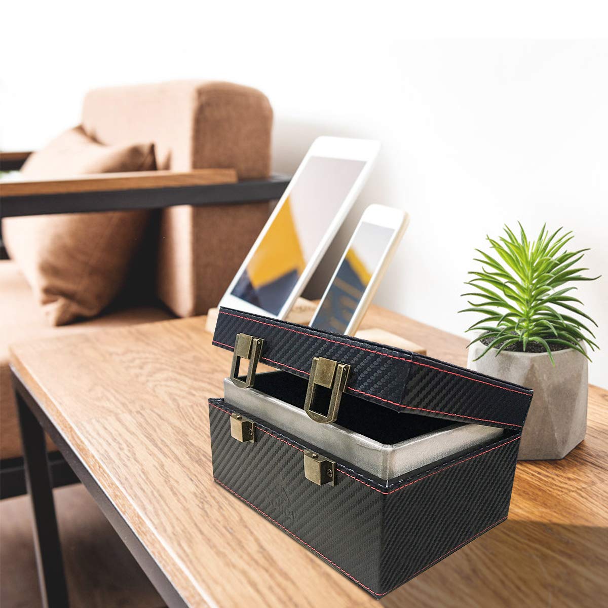 Aolfay Faraday Box, Signal Blocker Box for Car Keys, Keyless Cars Security Anti Theft Large Storage Box with 5 RFID Signal Blocking Cases, Shielding Pouch for Cell Phone and Car Key Privacy Protection