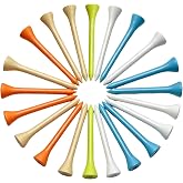 Crymfrynt Crayon Wooden Golf Tees, 3.25 Inch / 83mm Natural Hardwood Golf Tees, Assorted Bright Multi‑Color Biodegradable Golf Tee, Break‑Resistant Smooth Tapered Tip Golf Accessories, 50 Count
