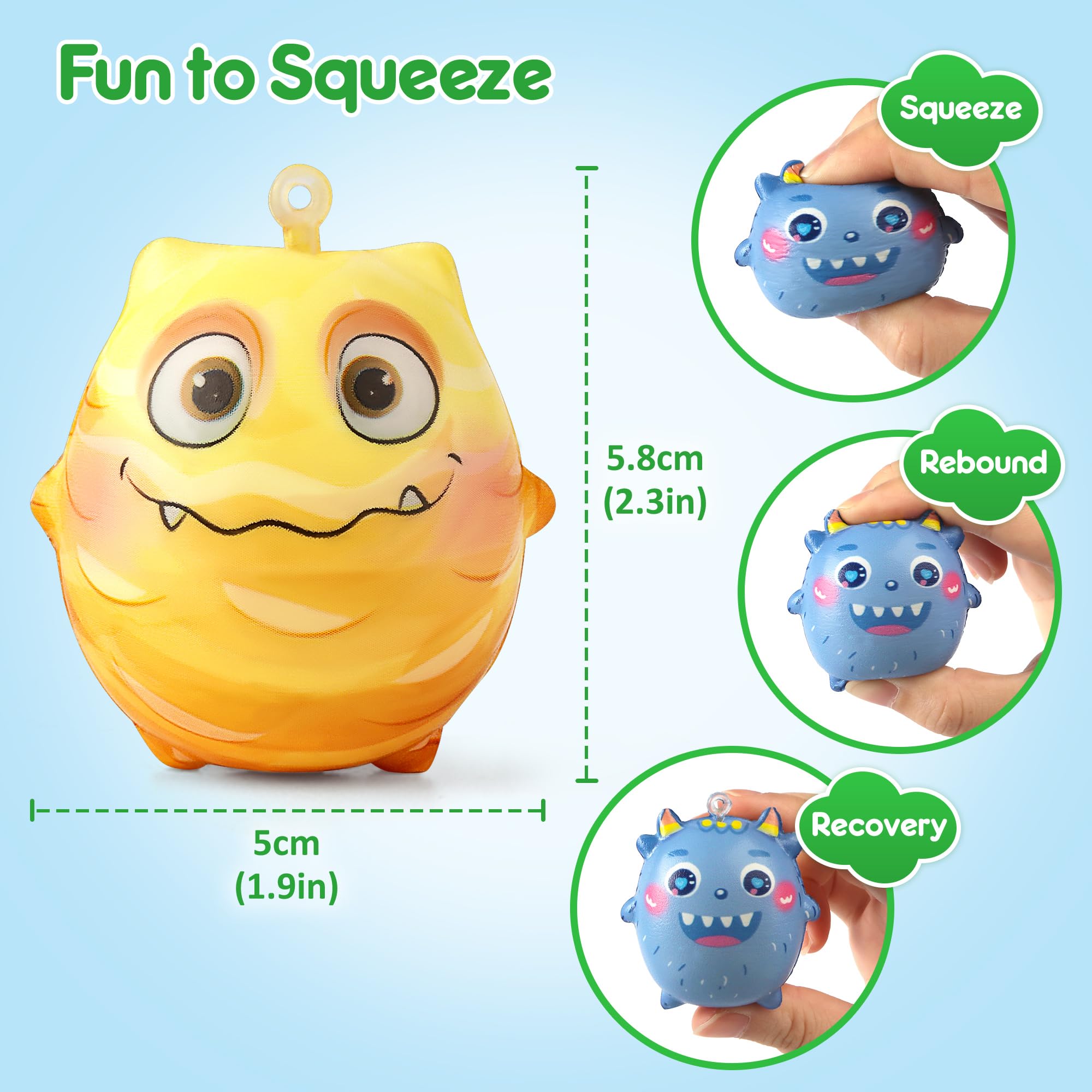 Mocoosy 22 Pack Party Favors Stress Relief Squishies for Kids, Birthday Goodie bag stuffers Bulk Sensory Fidget Toys, Pinata Stuffers, Classroom Prizes, Carnival Gift, Treasure Chest&Claw Machine Toys
