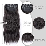 AliLeader 20in Dark Brown Clip In Hair Extensions 4pcs Synthetic Curly view 4