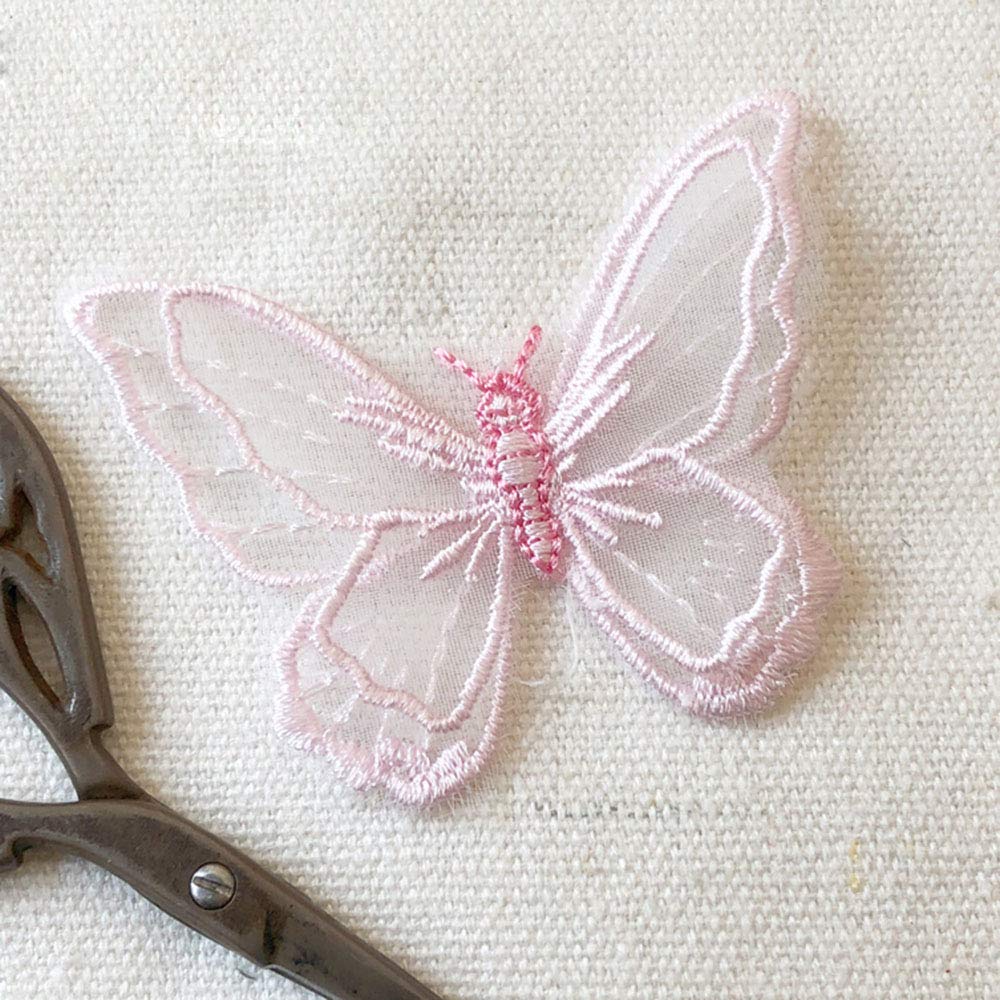Bene Omnia 10 pcs Butterfly Lace Applique Embroidery Motif Patch for Bridal Wedding Dress DIY Craft Projects (Pink)