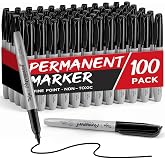 Taja 100 Counts Permanent Markers Bulk, Fine Tip, Black, Quick-Drying | Waterproof Bulk Marker Set for Writing and Sketching on Wood, Plastic, Metal, Glass, Perfect for School and Office Supplies