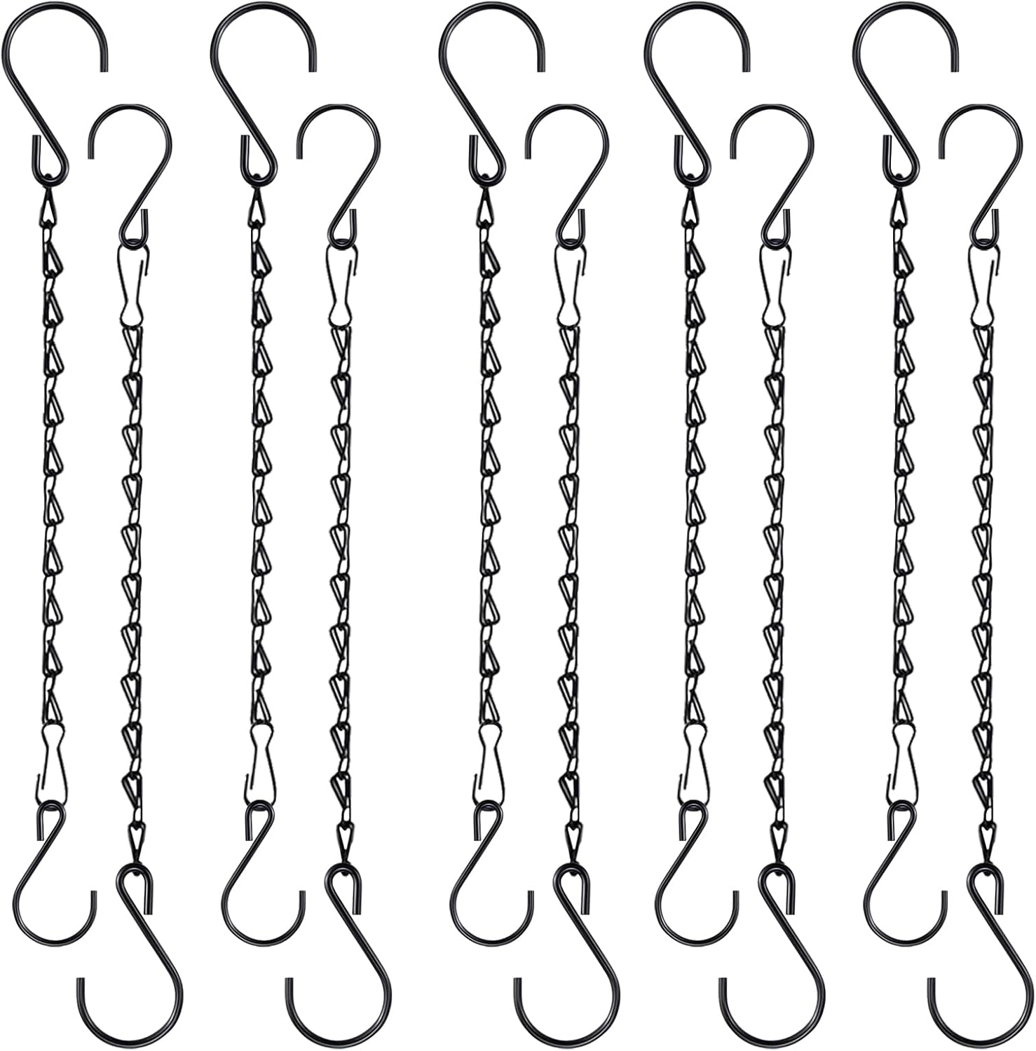 Outdoor Hanging Brackets - Fetanten Plant Hanging Chains, 10 Inch Metal Hanging Basket Chain with S Hook for Bird Feeders Lanterns Wind Chimes Billboards Photo and Indoor Outdoor Decorative (Black, 10 PCS)
