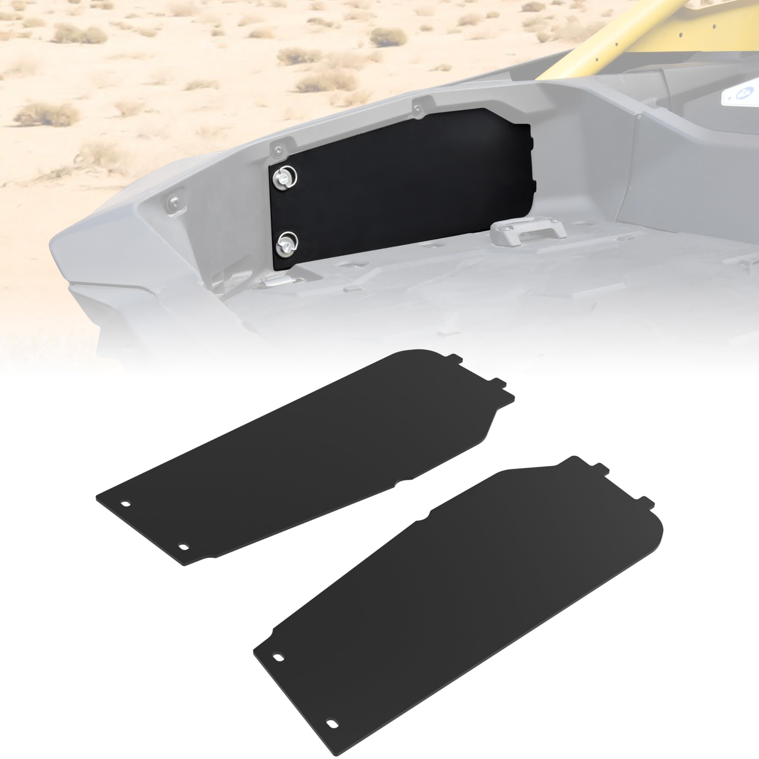 Photo 1 of Aluminum Bed Side Doors Panels for Can-Am Maverick R MAX X RS 2024-2025 Accessories, Rear Bed Storage Guards Box Side Door Cover Panels Replace #715009154
