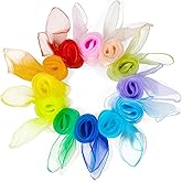 Novelty Place 12 Pcs Dance and Juggling Scarves - 12 Colors Silk Square Scarf with Hemmed Edges - Easy Clean Ideal Performance Props Accessories(24" x 24")