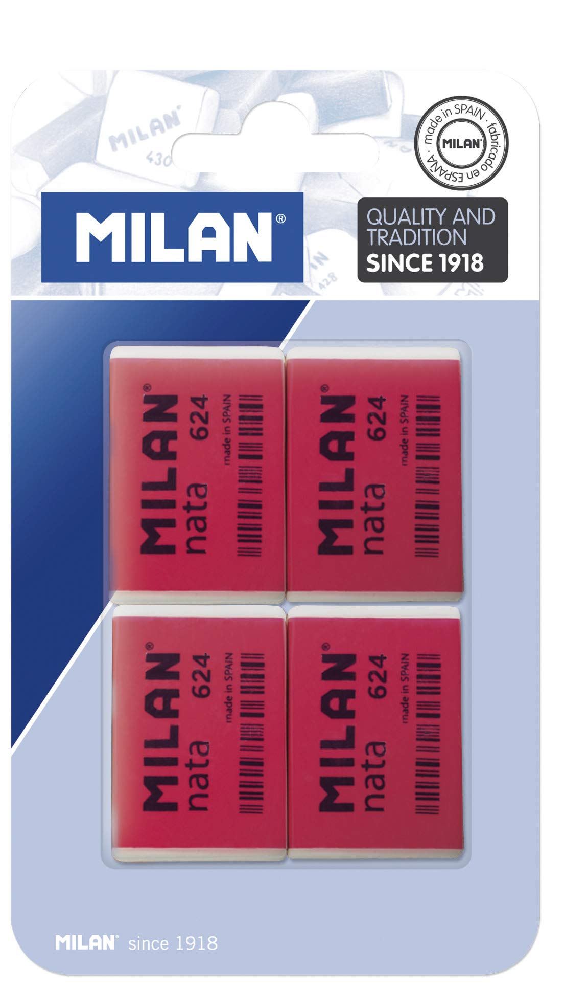 A.C. Milan Blíster 4 gomas de borrar NATA 624, White