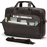 RAINSMORE Mens Laptop Bag 16 Inch Leather Briefcase Vintage Messenger Bag for Men Large Crossbody Shoulder Office Computer Bag Retro College Satchel for Work, Business,Travel, Coffee