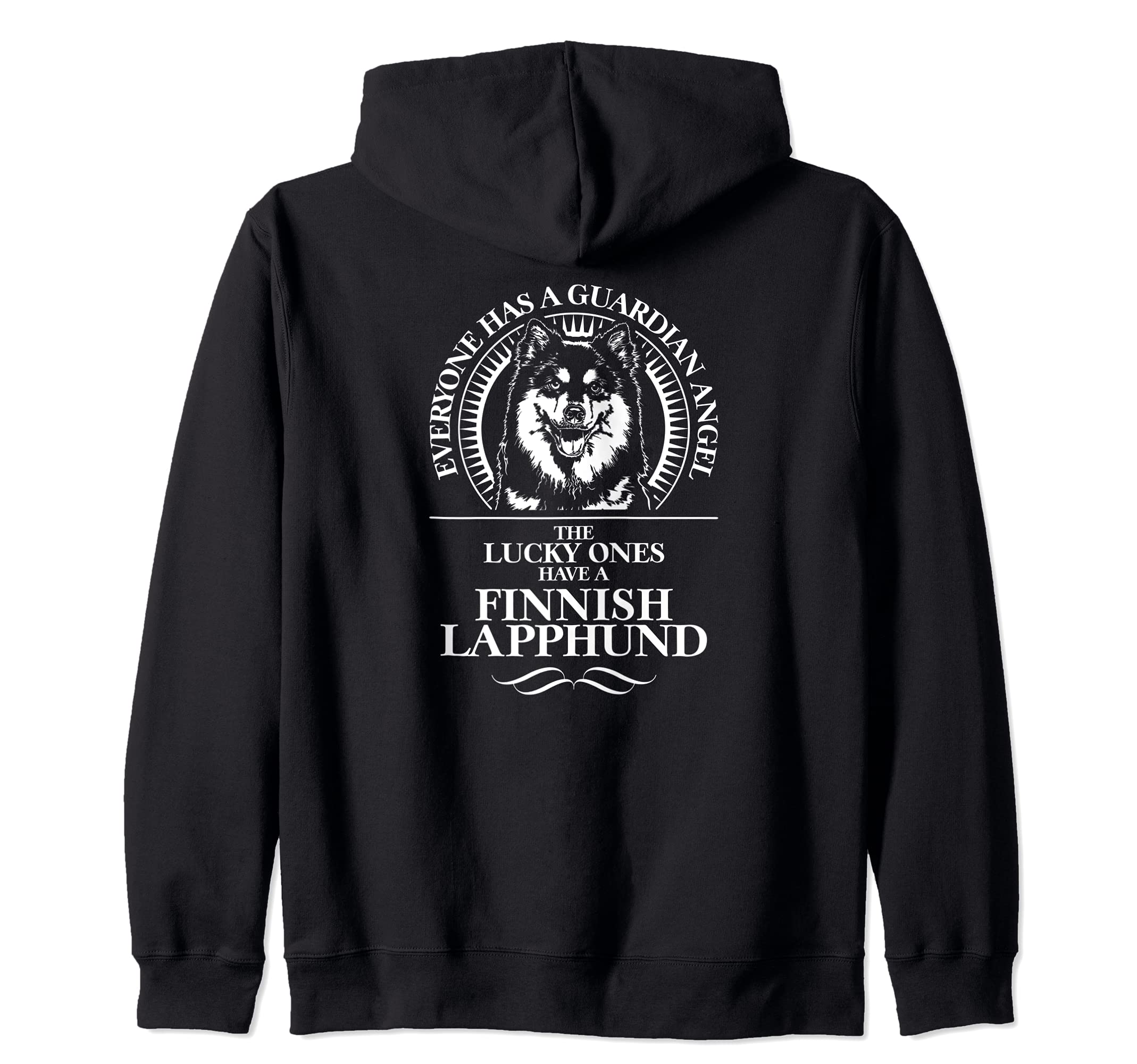 Proud Finnish Lapphund Guardian Angel dog saying Zip Hoodie