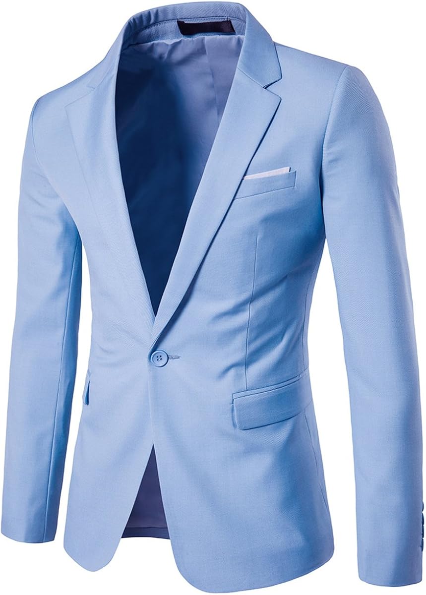 Men's Suit Jacket One Button Slim Fit Sport Coat Business Daily Blazer at  Men’s Clothing store