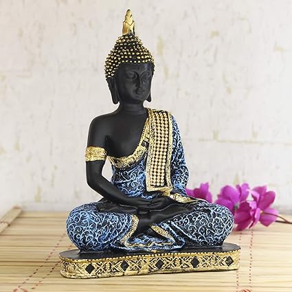 eCraftIndia Buddha Showpiece (18.5 cm x 13 cm x 24 cm, Blue)