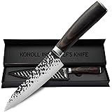 KONOLL Fruit knife 5-Inch Paring knife Kitchen Utility Knife Stainless Steel Cutting Knife with Ergonomic Pattern Wooden Hand