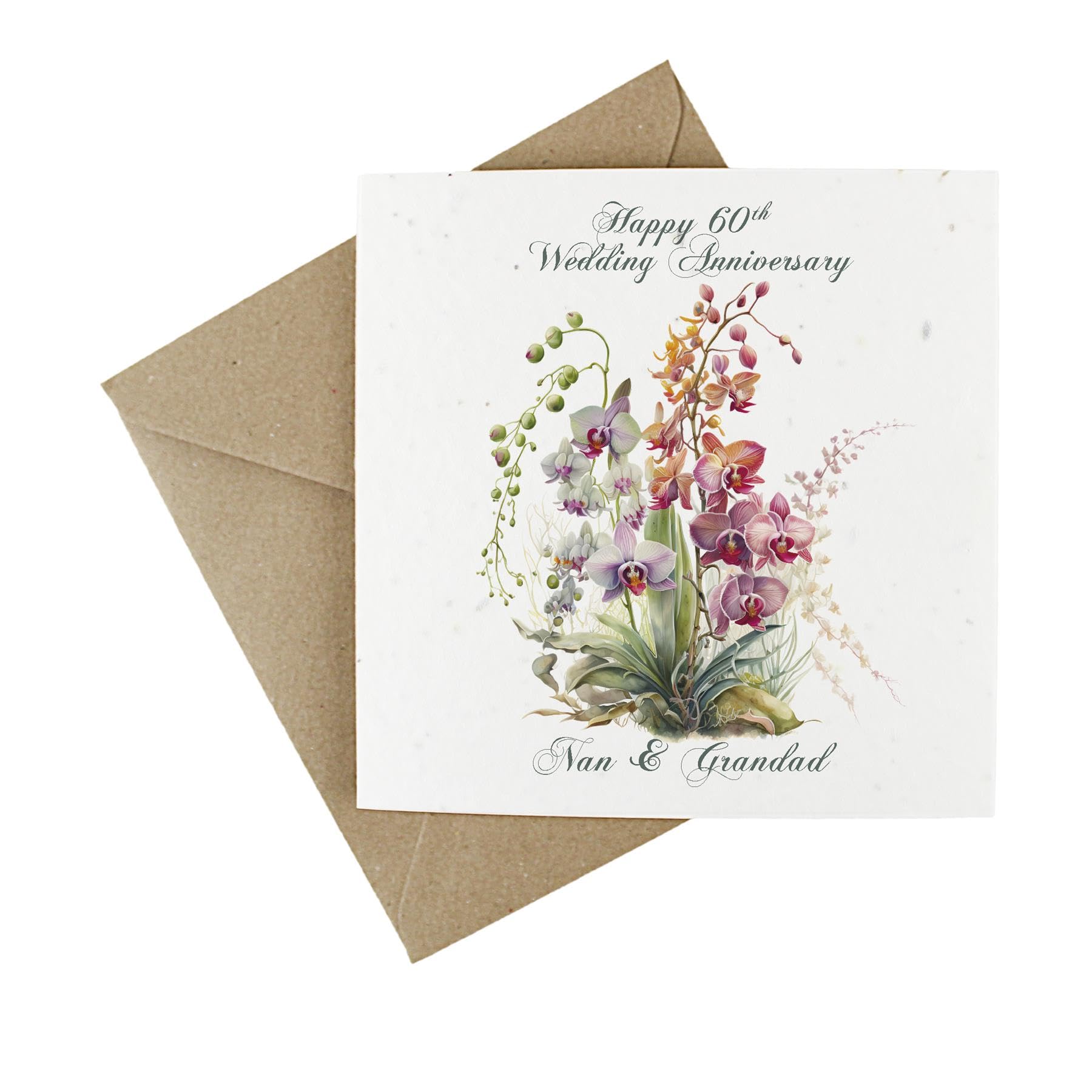 Plantable Floral Grandparents Anniversary Milestone Card - Eco-Friendly Wildflower Seeded Greeting Card - Nan & Grandad 60th Diamond Wedding Anniversary