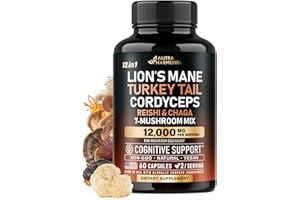 NUTRAHARMONY Mushroom Supplement - Organic Lions Mane | Turkey Tail | Chaga | Cordyceps | Reishi | Maitake | Shiitake | Meshima | Tremella | Oyster | Agaricus - Made in USA - Non GMO, Gluten Free - 60 Capsules