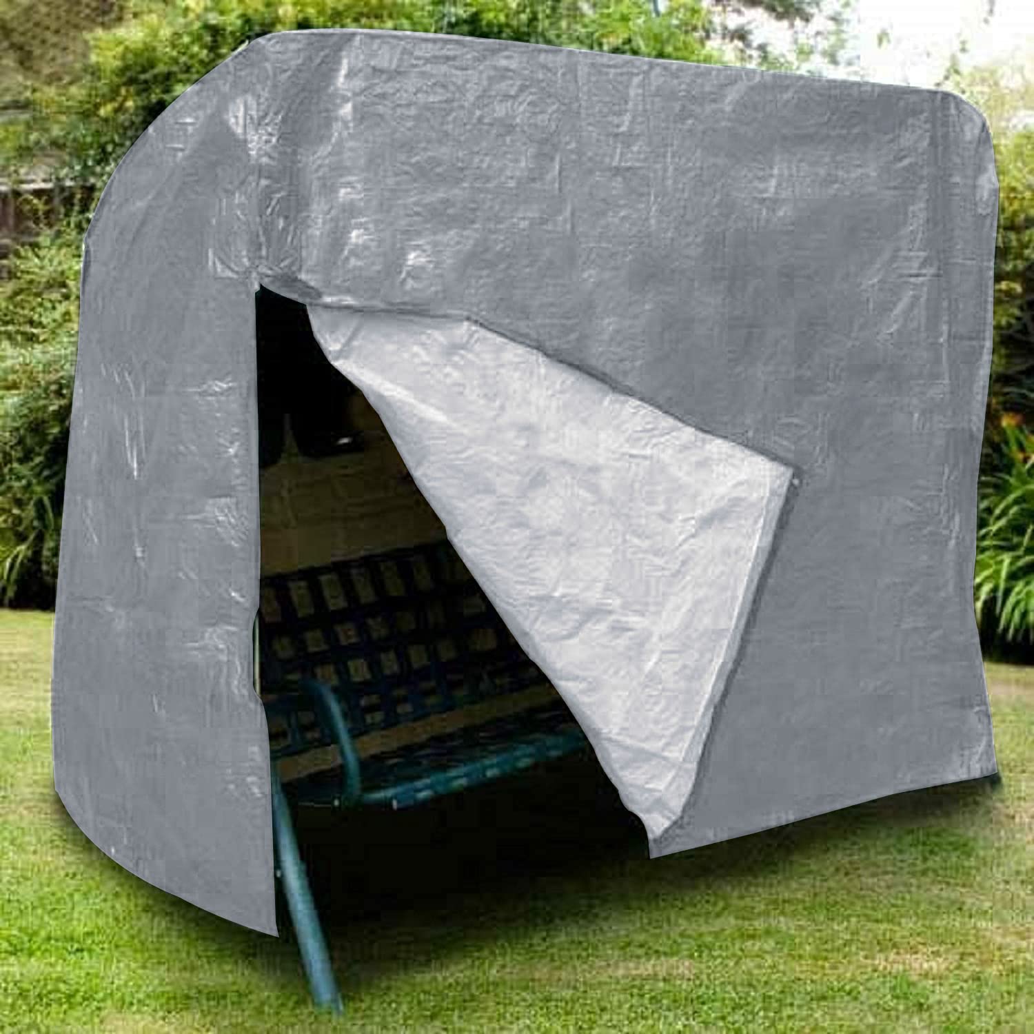 Ram® Grey 3 SEATER Heavy Duty Waterproof 3 Seater Swinging Garden Hammock Cover with Zip Grey